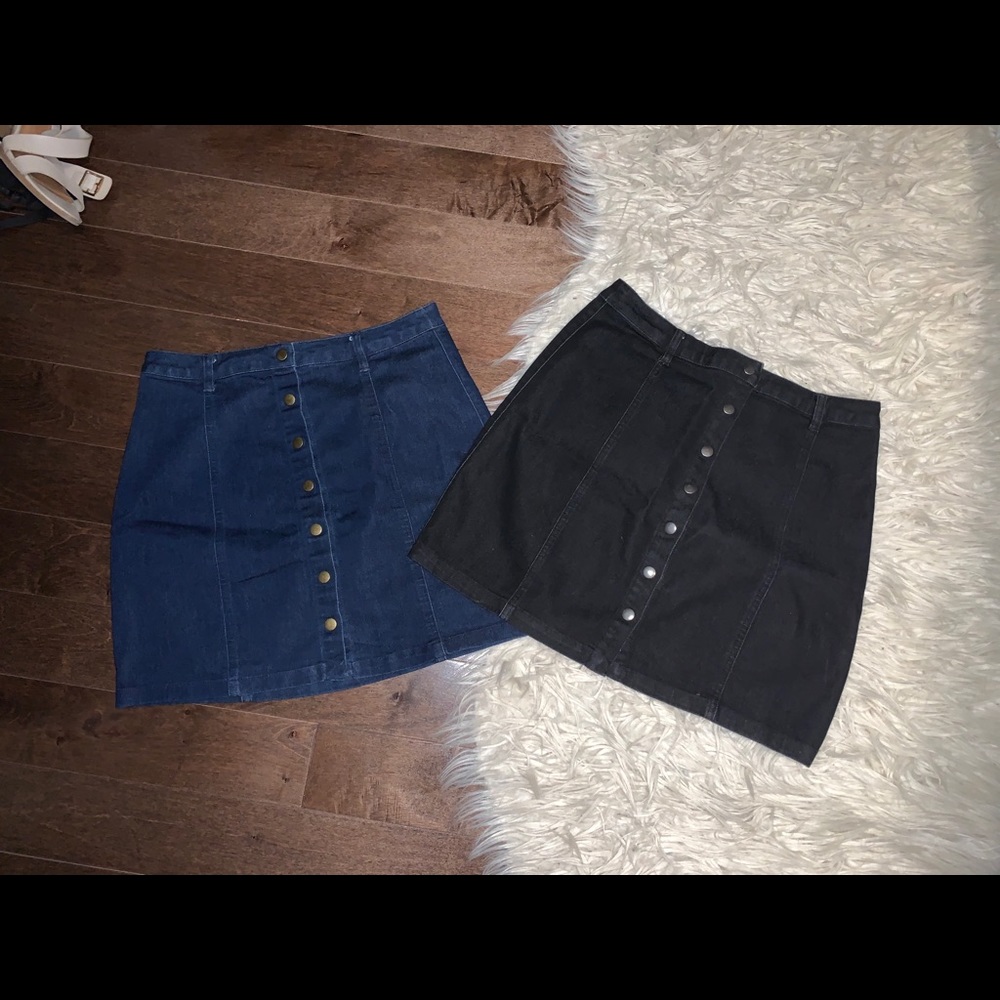 Black and Dark Blue Jean Mini Skirts